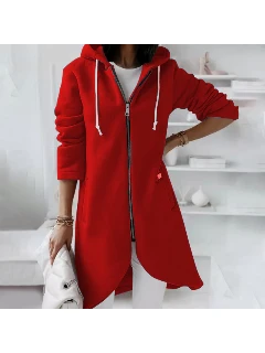 Hooded long fleece sweatshirt