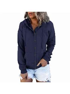 Hooded Drawstring Cardigan Long Sleeve Sweatshirt