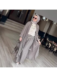 Long Cardigan Wide Leg Pants