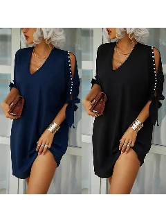 Off-shoulder short-sleeved dress