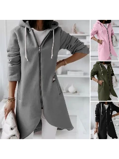 Hooded long fleece sweatshirt